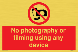 No photography or filming using any device